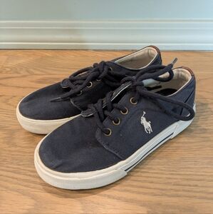 Polo Ralph Lauren Navy Blue White Pony Shoes Little Boys Size 13